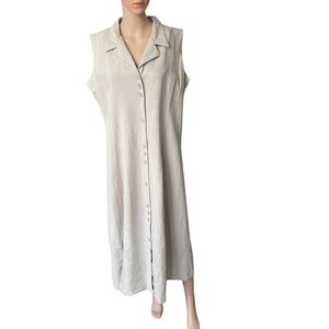 Hunt Club Women’s Linen Blend Tan Minimalist Button Down Maxi Dress Size 18T